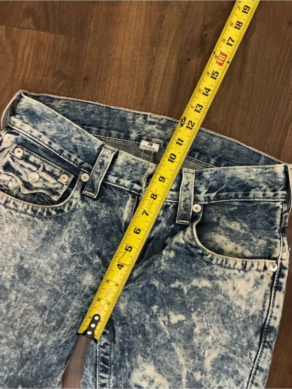 Men's True Religion Acid Wash Blue Jeans - Classic Straight Fit